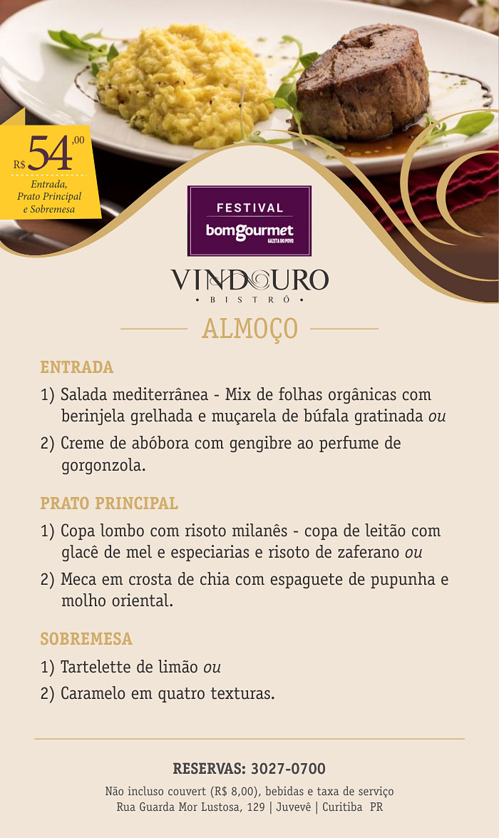 Festival Bom Gourmet - Vindouro Restaurante Curitiba